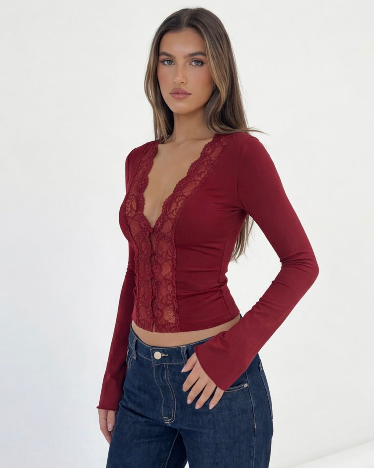 Lace Muse långärmad topp
