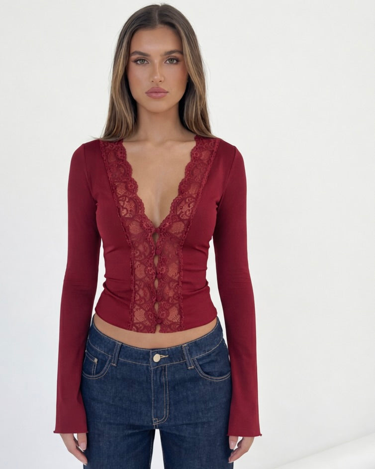Lace Muse långärmad topp