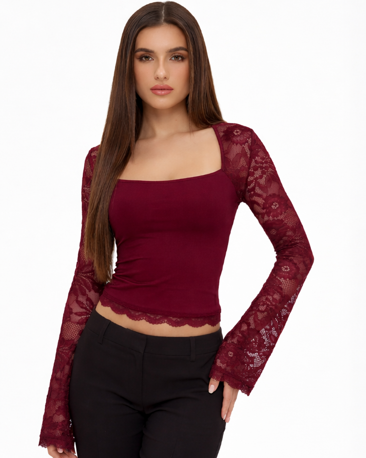 Lace Affair långärmad topp